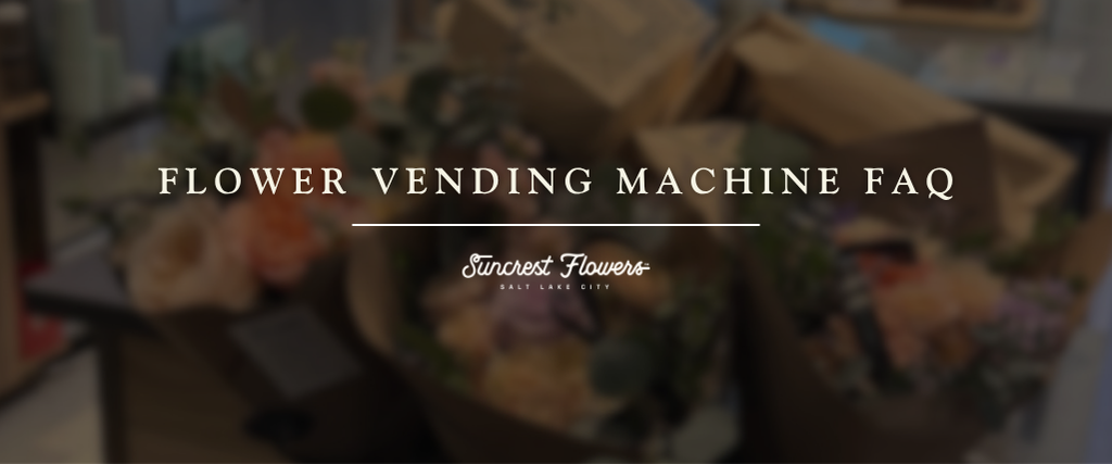 Suncrest Flowers flower vending machine at Trolley Square in Salt Lake City stocked with fresh seasonal bouquets and available for convenient flower purchases.