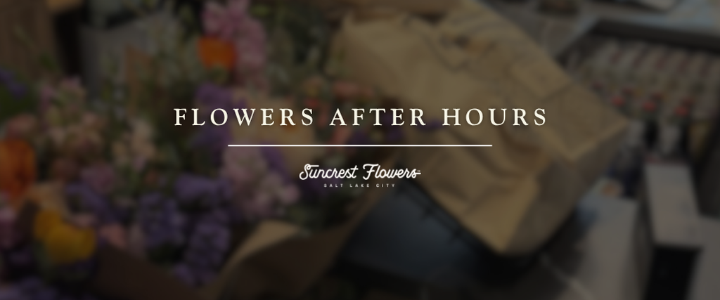 Fresh seasonal flower bouquets available after hours at the Suncrest Flowers flower vending machine near Trolley Square in Salt Lake City, Utah.